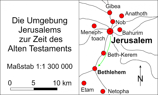 Umgebungskarte von Jerusalem